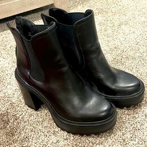 Chunky black booties